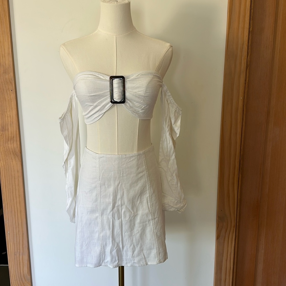 Windsor linen crop top and skirt set